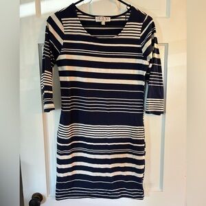 Navy and White Striped Dress